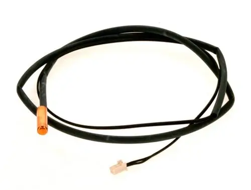 Temperaturfühler mit einem dünnen Kabel und einem metallischen Sensor. Die Marke Bosch ist auf dem Sensor sichtbar. Der Fühler ist für Temperaturmessungen konzipiert.